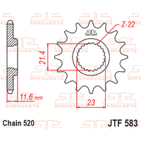 *JT Front Sprocket 14T Yamaha TTR250 1994-2013 JTF583.14 *DNR