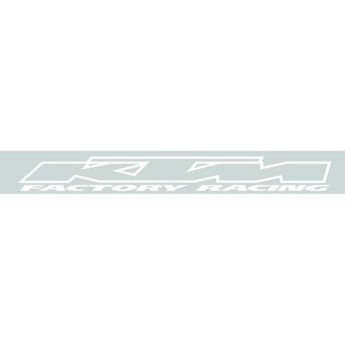 KTM Factory Racing Die Cut Sticker WHITE 910mm x 110mm Windscreen Van Car Ute Trailer
