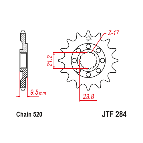 JT Front Sprocket 13T Honda CR250R 1988-on, CRF250R RX 2022-on, CRF450R RX all