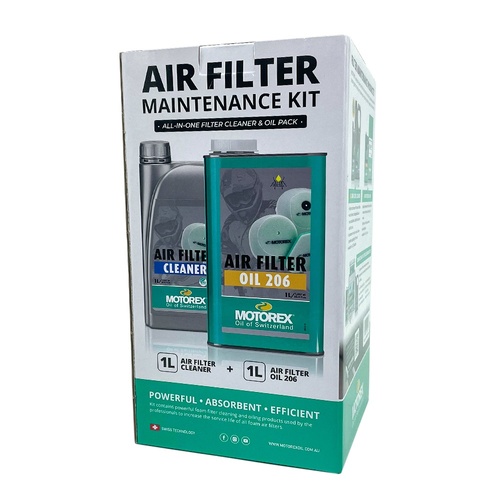 Motorex Air Filter Maintenance Pack - Oil 206 + Cleaner 1L of each